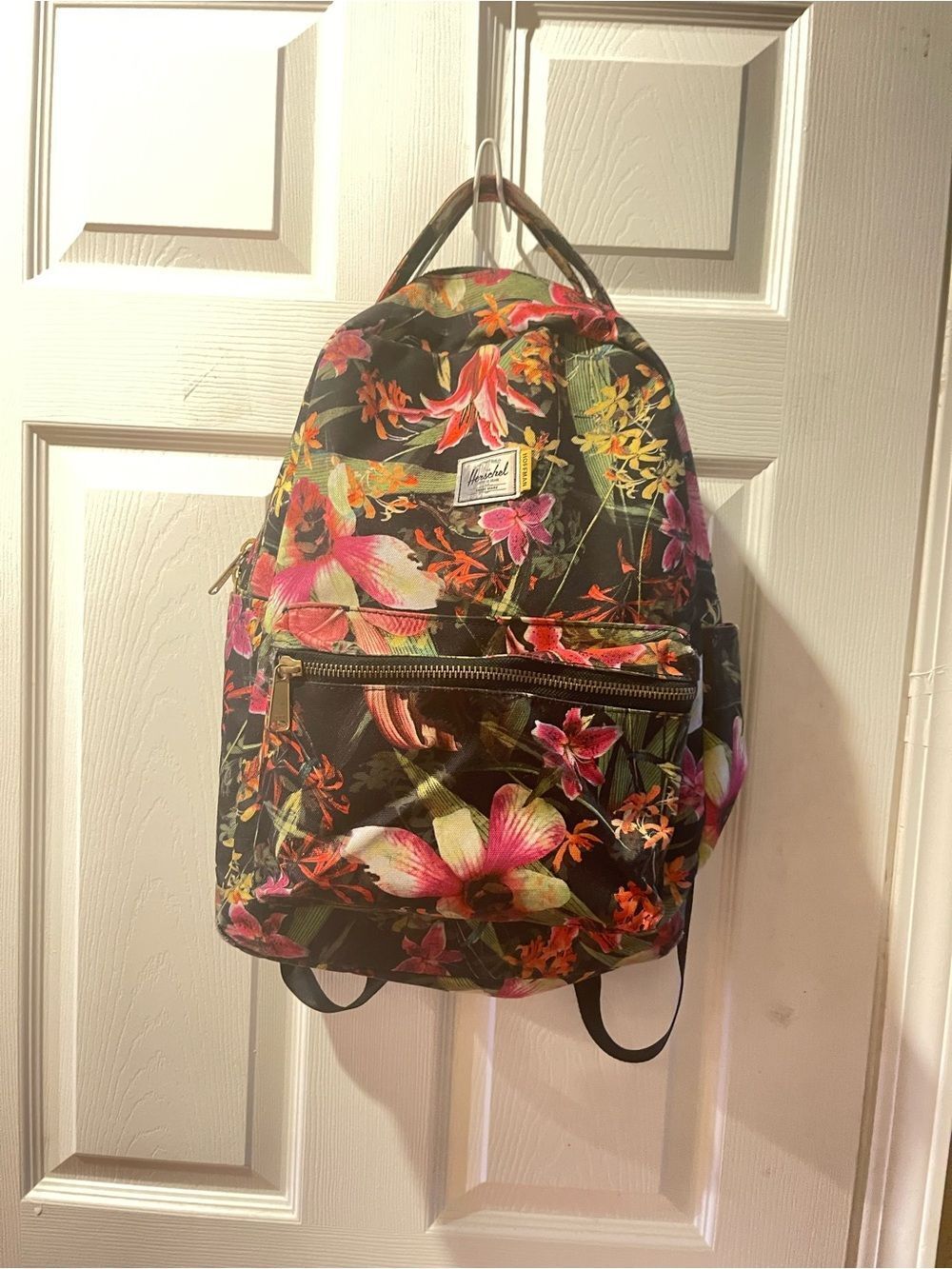 Herschel Floral Black ,Pink and forest green Nylon Backpack